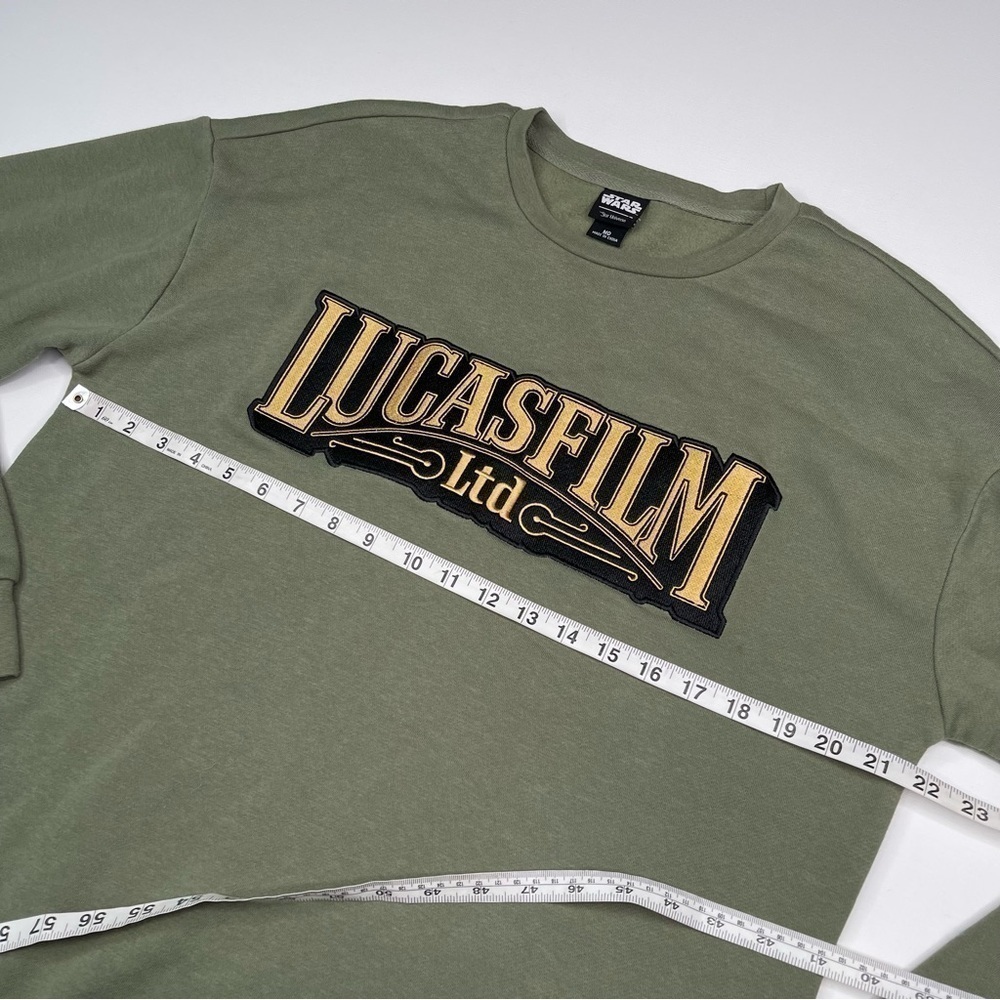 Star Wars Sweatshirt Lucas Film 50th Anniversary Crew Fleece Inside Khaki Green - Picture 7 of 13